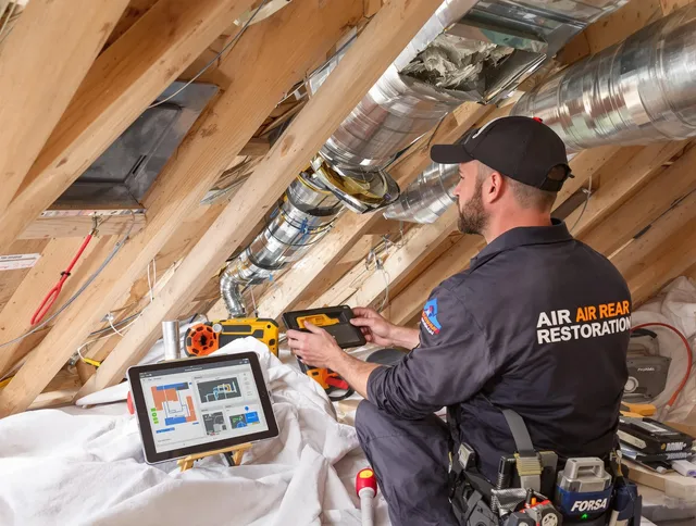 Hull Air Duct Cleaning technician performing precise duct repair work in Hull