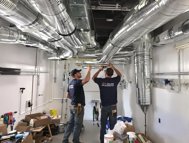 Hull Air Duct Cleaning technician applying professional duct sealing solutions in Hull