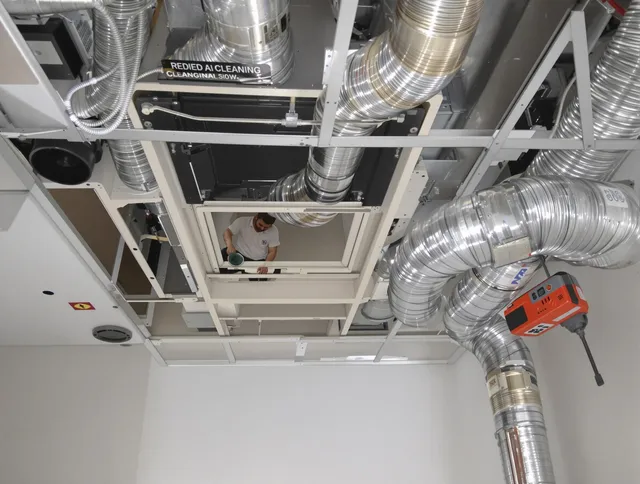 Hull Air Duct Cleaning technician performing detailed central duct system cleaning in Hull