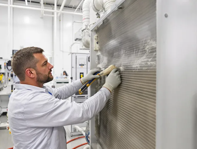 Hull Air Duct Cleaning technician performing precision commercial coil cleaning at a Hull business