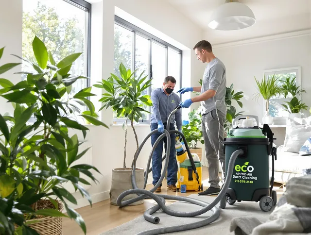 Hull Air Duct Cleaning technician performing eco-friendly duct cleaning using sustainable methods in Hull