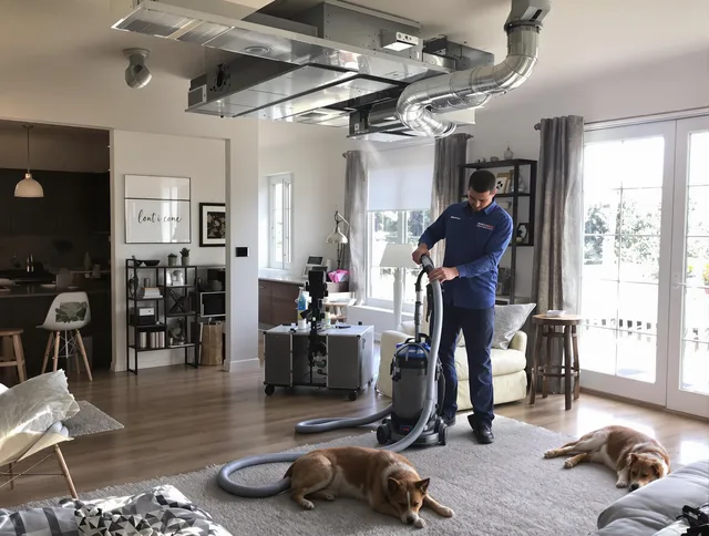 Hull Air Duct Cleaning technician performing detailed indoor duct cleaning for improved air quality in Hull